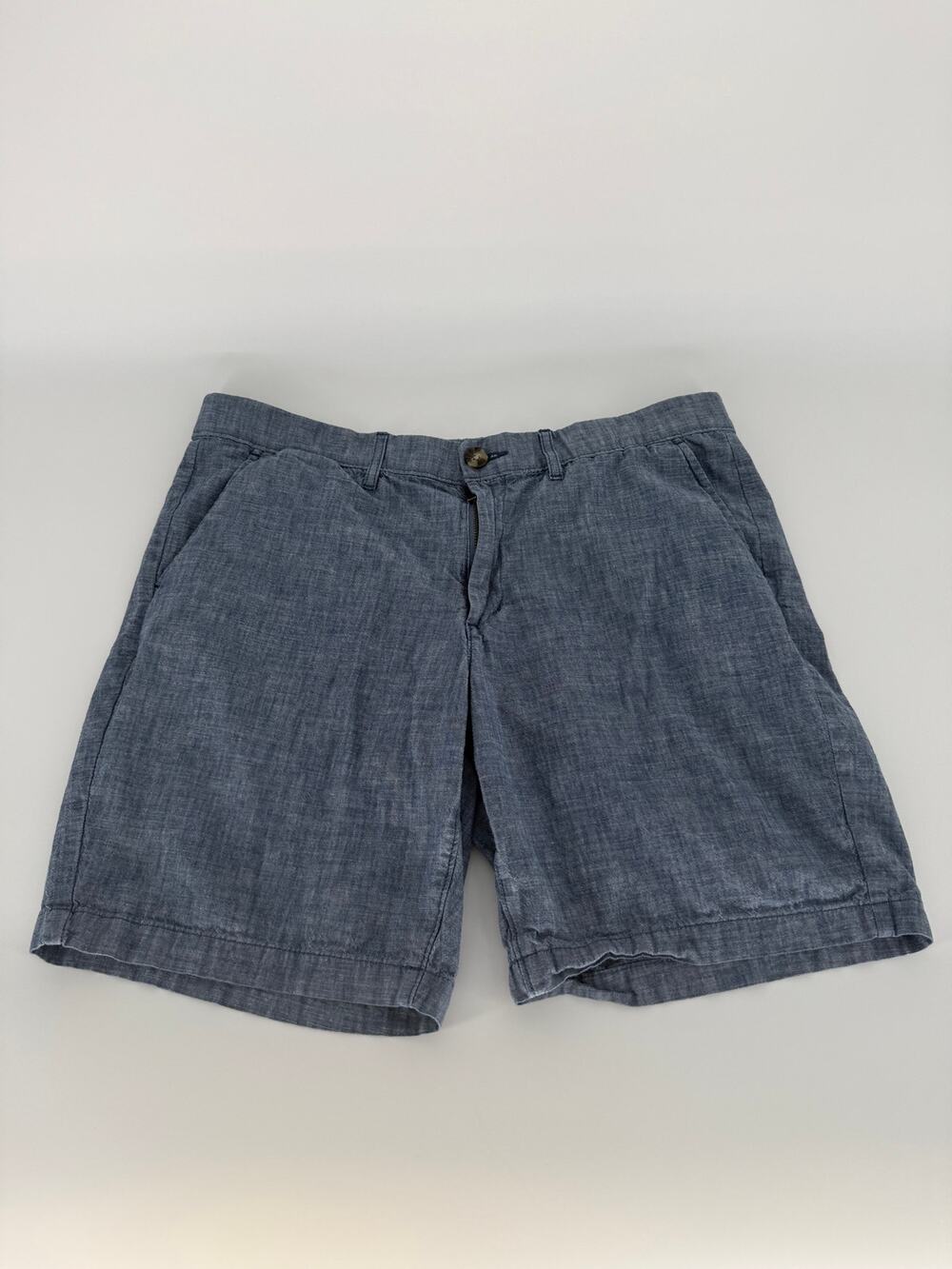 Sonoma Mens Blue Chambray Flat Front Casual Cotton Shorts Size 36 Lightweight